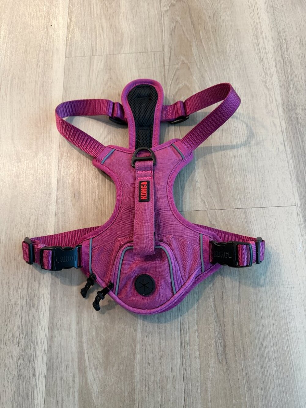 NWOT KONG Dog Harness Medium Pink Purple Reflective Adjustable Poop Bag Holder